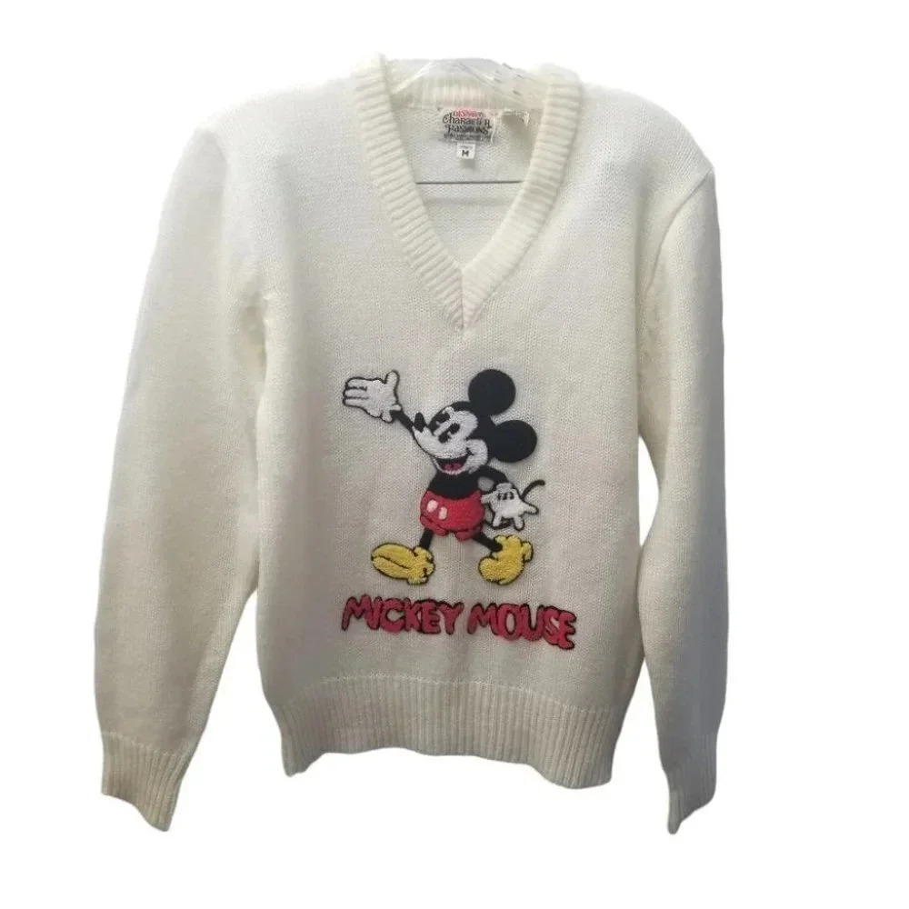vintage 70s Disney Character Fashions Mickey Mouse Sweater Embroidered M